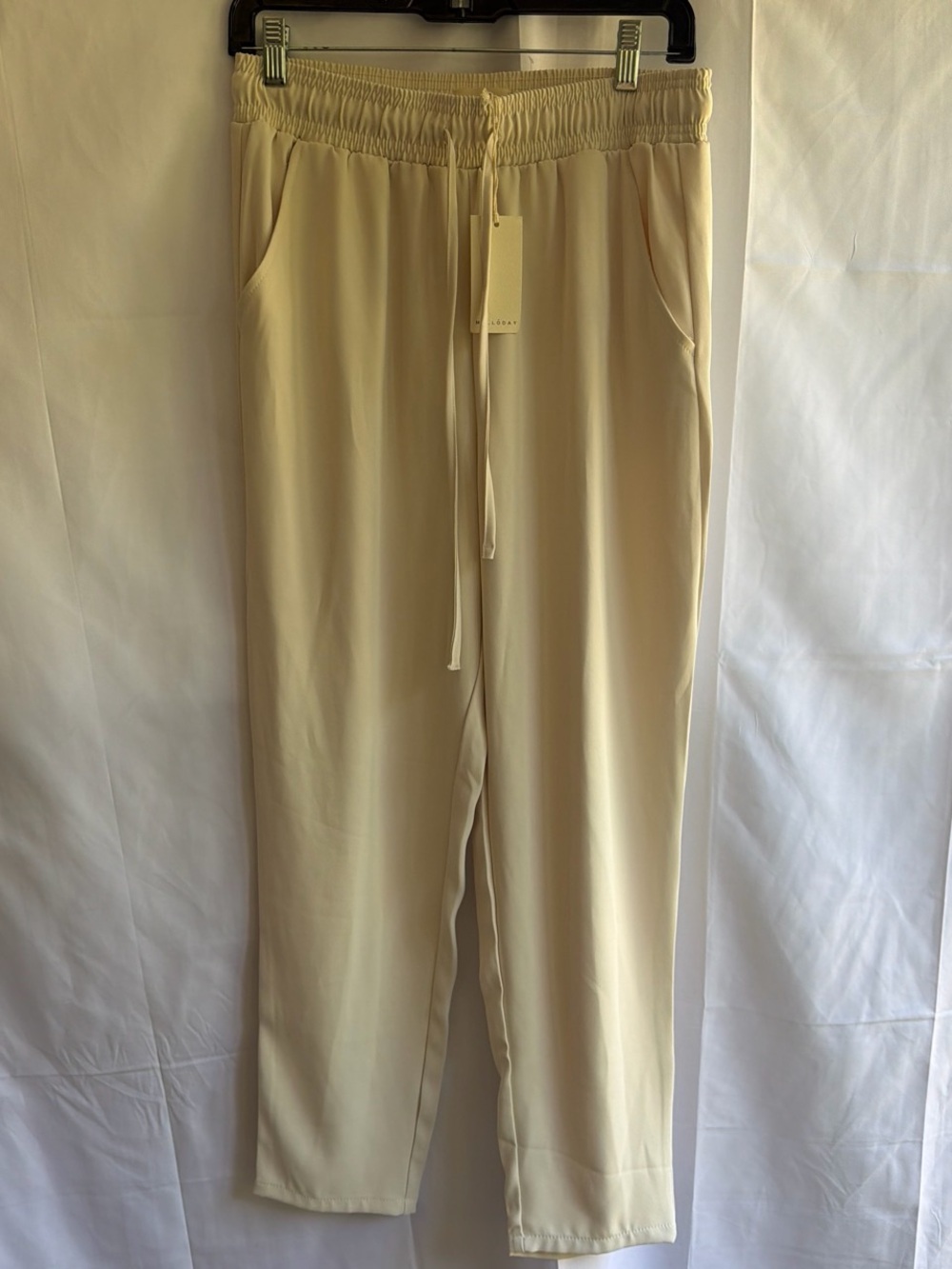 MELLODAY Cream Elastic-Waist Drawstring Joggers